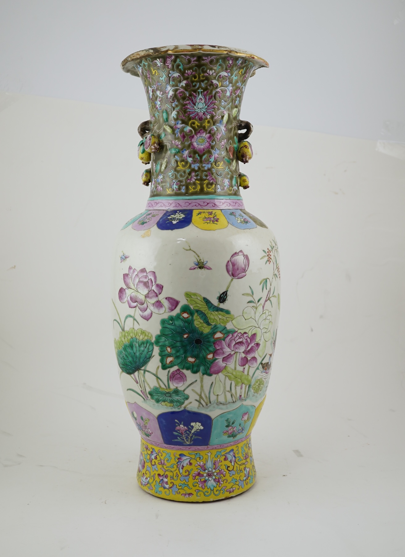 A large Chinese famille rose two-handled vase, mid 19th century